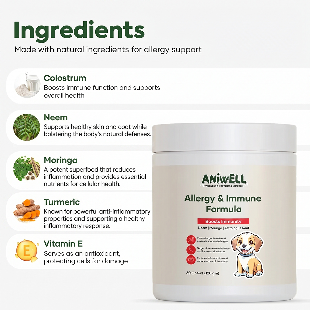Aniwell Allergy & Immune Formula: Powered by Neem, Moringa, Turmeric
