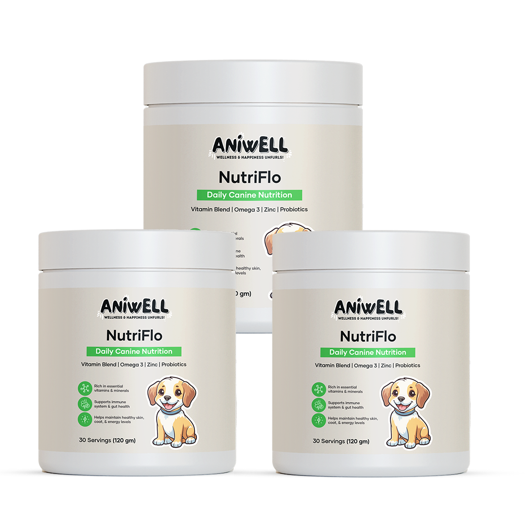 NutriFlo: Dog Vitamins & Supplements - 10-in-1 Multivitamin Powder, Premium Supplement for Dental Health, Longevity, Hip & Joint, Gut Health, Allergies, Immune Support, Skin & Coat.