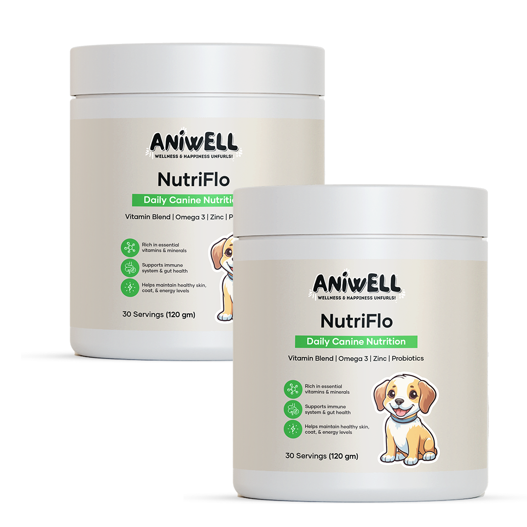 NutriFlo: Dog Vitamins & Supplements - 10-in-1 Multivitamin Powder, Premium Supplement for Dental Health, Longevity, Hip & Joint, Gut Health, Allergies, Immune Support, Skin & Coat.