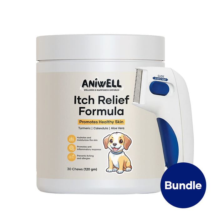 Aniwell Canine Flea & Itch Care Kit – Itch Relief Formula + Flea Comb for Soothing, Safe Grooming