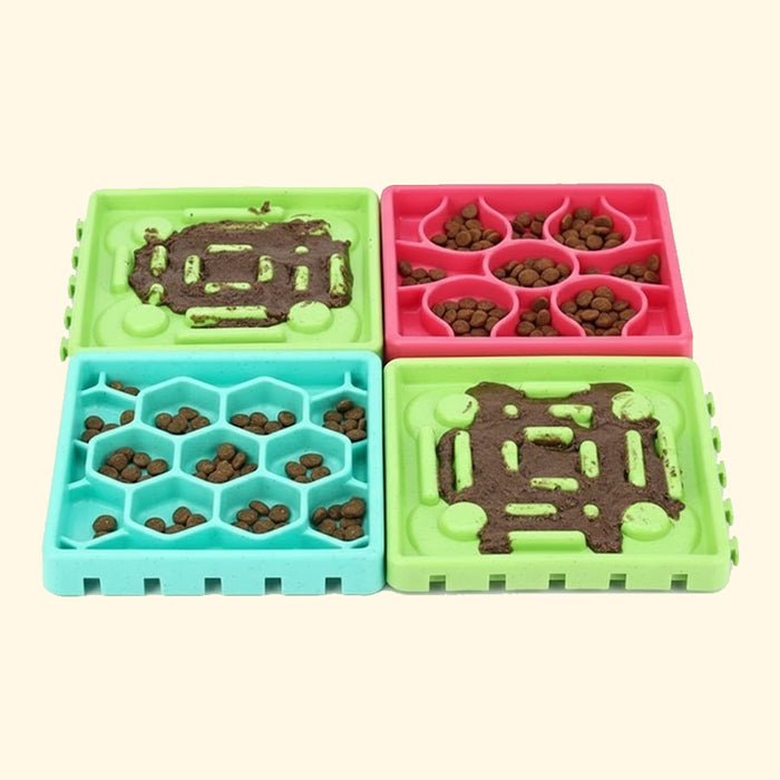 Aniwell LickMat – Slow Feeder for Dogs and Cats |  Mat & Tray, Multicolor, 5.9”x5.9”