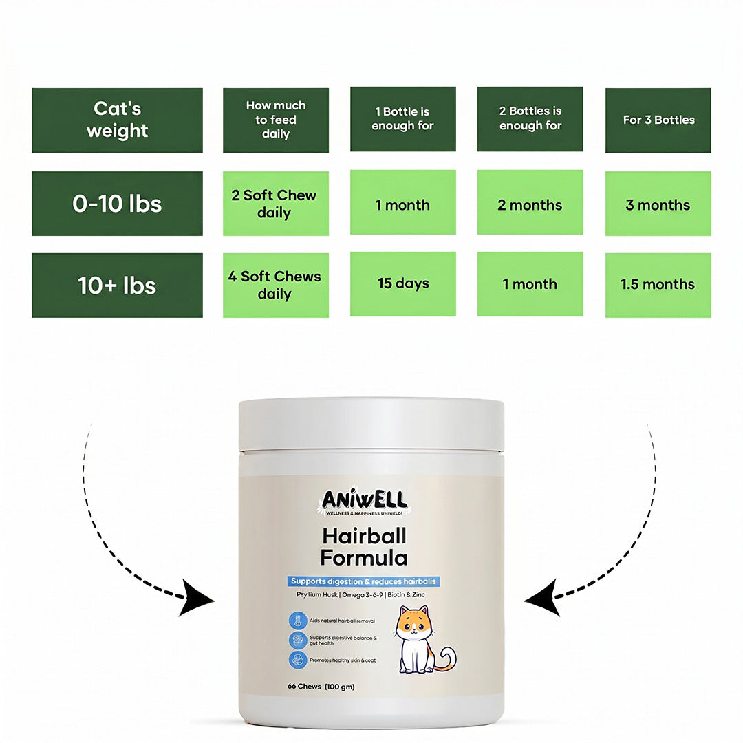 Aniwell Hairball Formula – Hairball Management with Omega-3s & Biotin for Cats