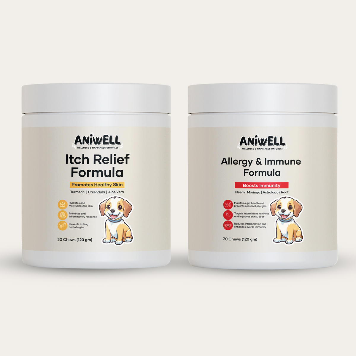 Aniwell Itch & Allergy Combo: Itch Relief Formula & Allergy & Immune Formula